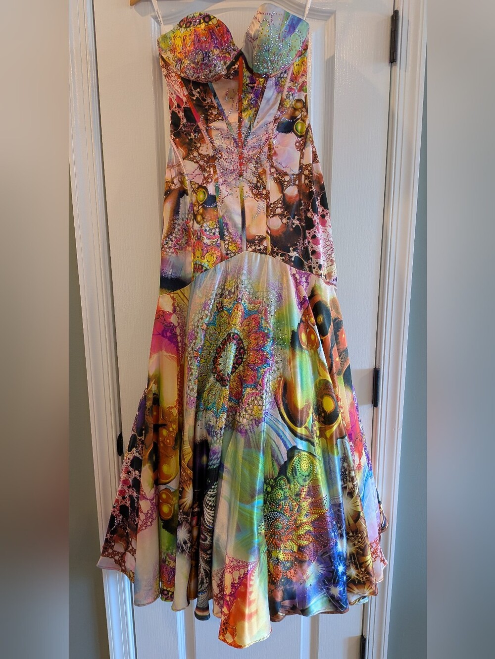 Sherri Hill Strapless Embellished Prom Maxi Dress Y2K Fairycore Dopamine Size 0